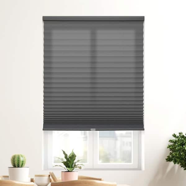 EZ Stick No Drill No Tool Black Cordless Room Darkening Polyester Pleated Shades - 31 in. W x 48 in. L