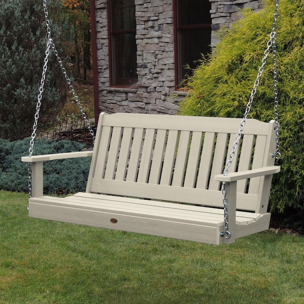 Highwood Lehigh 5 ft. 2-Person Whitewash Recycled Plastic Porch Swing