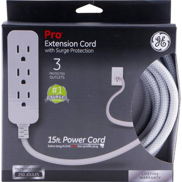 Braided Power Cord Ge Designer Extension Cord With Surge Protection 15 Ft 3 G