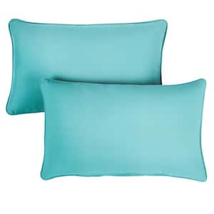 Sunbrella Canvas Aruba Rectangular Outdoor Corded Lumbar Pillows (2-Pack)