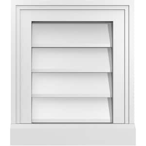 12 in. x 14 in. Vertical Surface Mount PVC Gable Vent: Decorative with Brickmould Sill Frame
