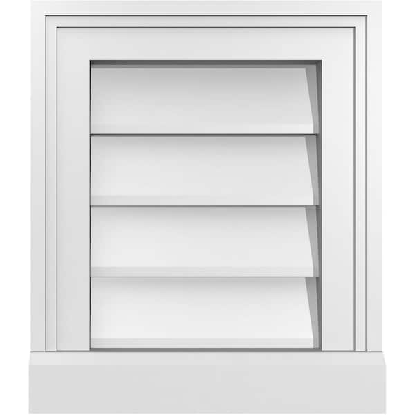 Ekena Millwork 12 in. x 14 in. Vertical Surface Mount PVC Gable Vent: Decorative with Brickmould Sill Frame