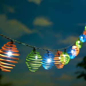 Curvet Assorted Colors Lantern Outdoor 20-LED 14.75 ft. L Solar Integrated LED String Light Set with Solar Panel Stake