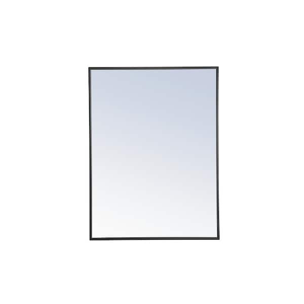 Unbranded Timeless Home 24 in. W x 32 in. H x Contemporary Metal Framed Rectangle Black Mirror