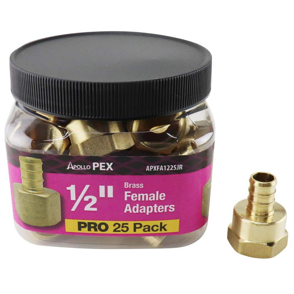 Apollo 1/2 in. Brass PEX-B Barb X 1/2 in. Female Pipe Thread Adapter Pro Pack (25-Pack)