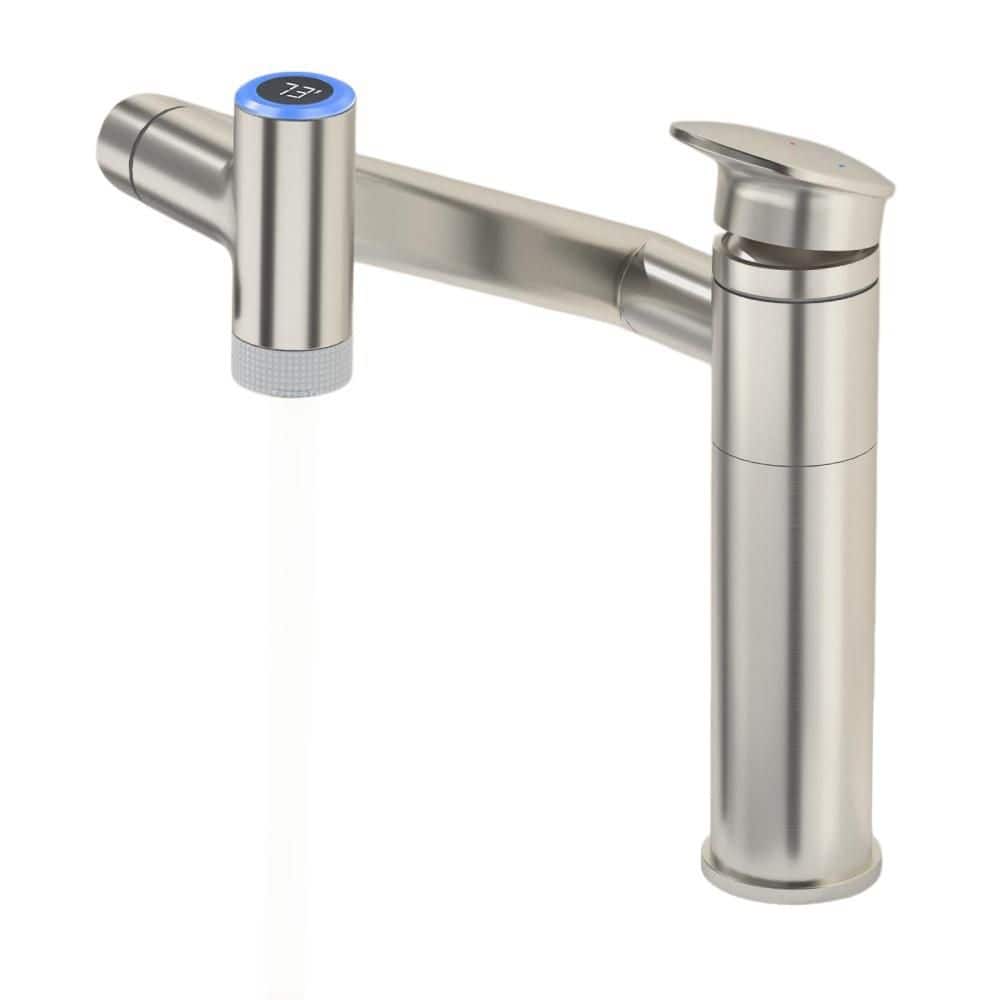 1 Hole Bathroom Vanity Faucet with 2 Water Outlet Modes and Temper Display, Height Adjustable, 1080° Rotatable, Nickel price history on PriceWatchPro