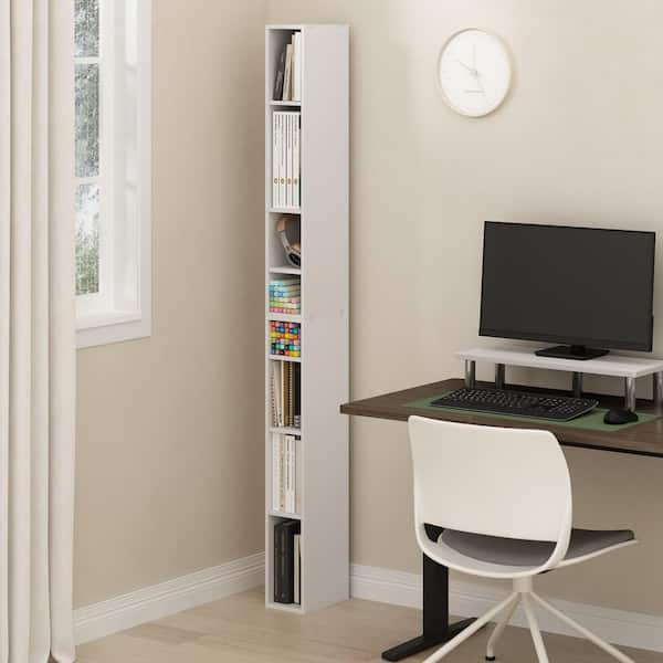 Fulda 70.87 in. Tall White Wood 8-Shelf Open Shelf Bookcase