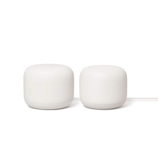 Google Nest Wifi Mesh Router Ac2200 And 1 Point With Google Assistant 2 Pack Snow Ga00822 Us The Home Depot