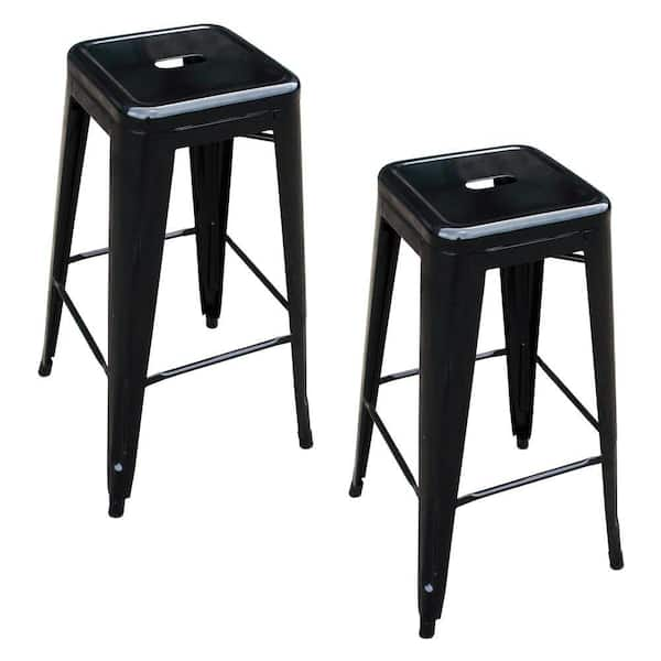 black metal bar stool set of 2