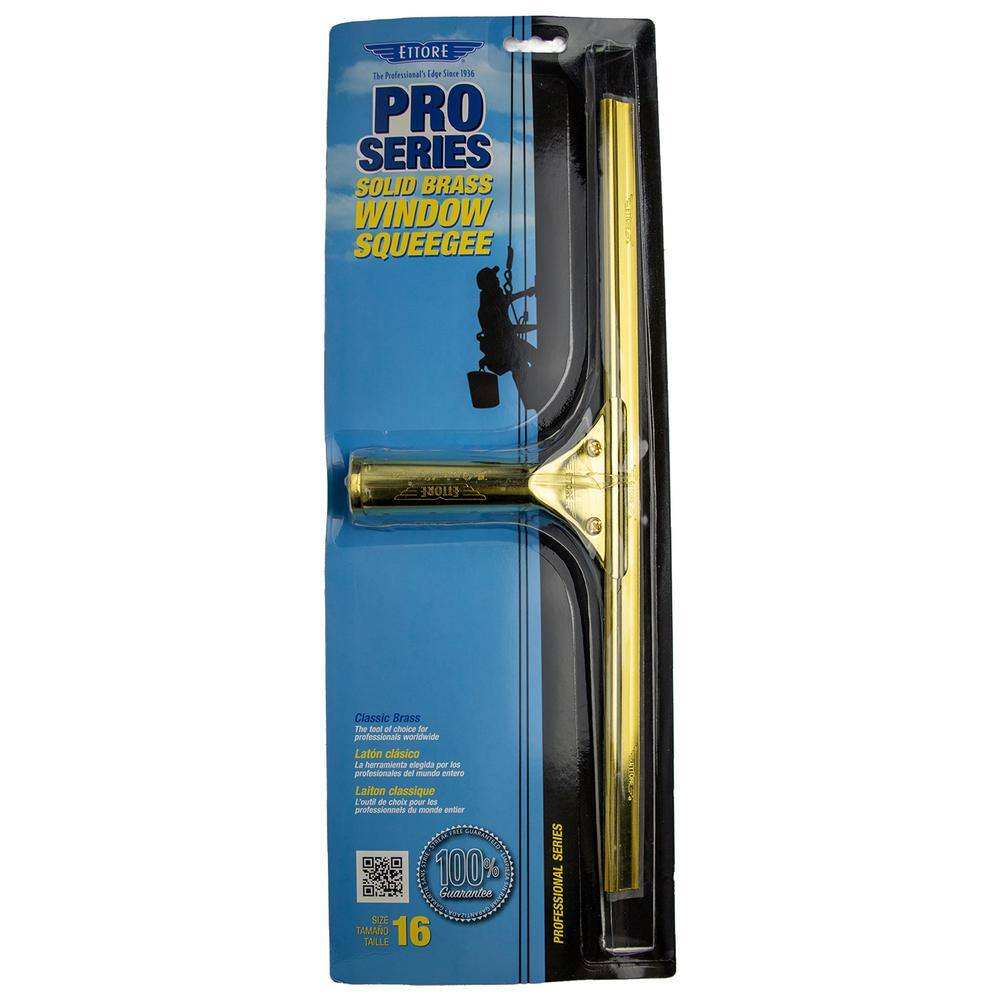 12 Inch Brass Window Squeegee with Rubber Blade