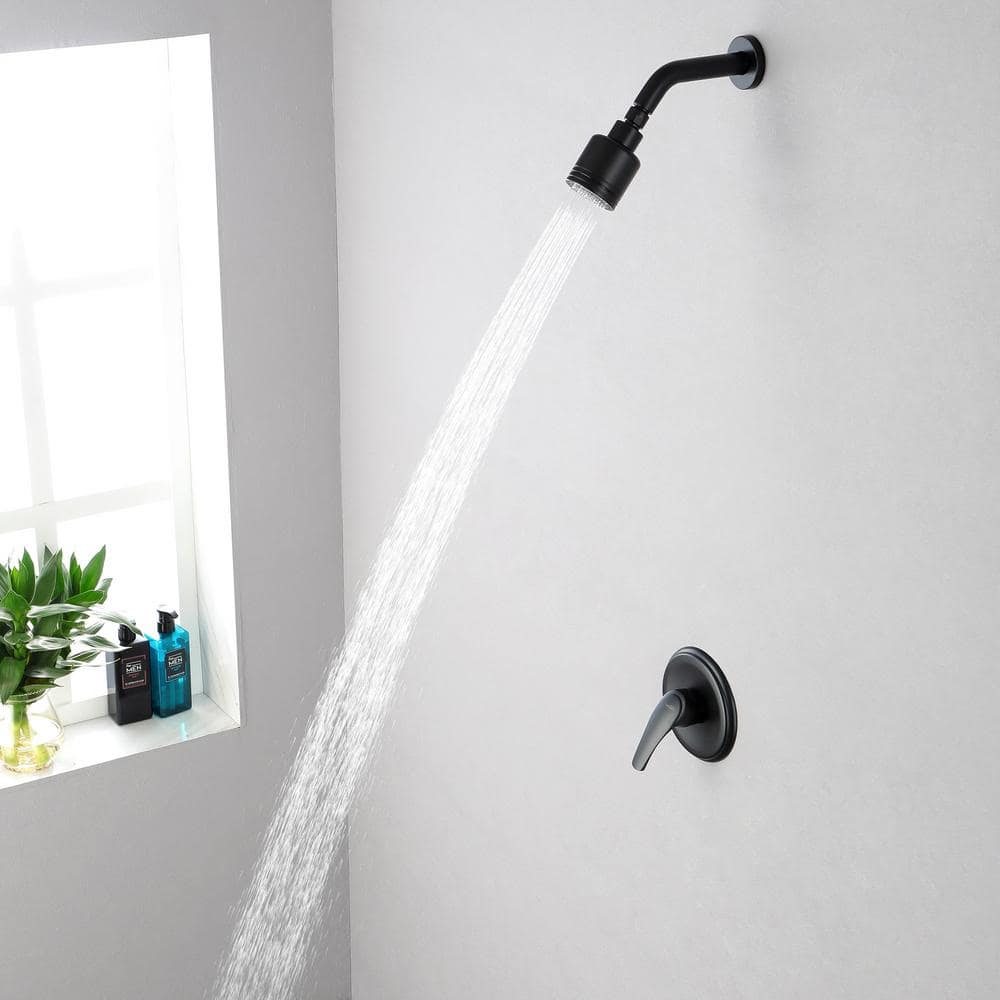 Matte Black Small Round Rain Shower Head Kit