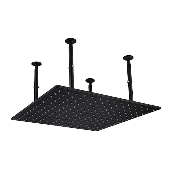 Unbranded 1-Spray Pattern with 2.5 GPM 20 in. Wall Mount Rain Fixed Shower Head in Matt Black
