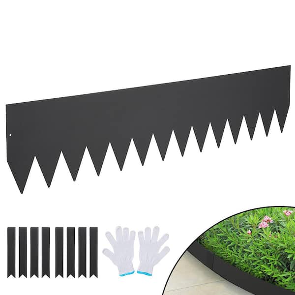SVOPES Steel Landscape Edging 6-Pack 40 in. L x 8 in. H x 0.71 in. W Hammer-In Garden Borders with 8-Clips, Black
