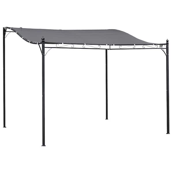 Outsunny 10 ft. x 10 ft. Outdoor Grey Steel Pergola Gazebo Patio Canopy with Durable and Spacious Weather-Resistant Design