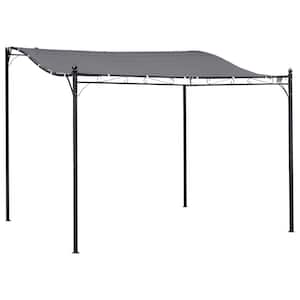 10 ft. x 10 ft. Retractable Patio Steel Frame Grey Gazebo Pergola with UV Resistant Outdoor Canopy and Strong