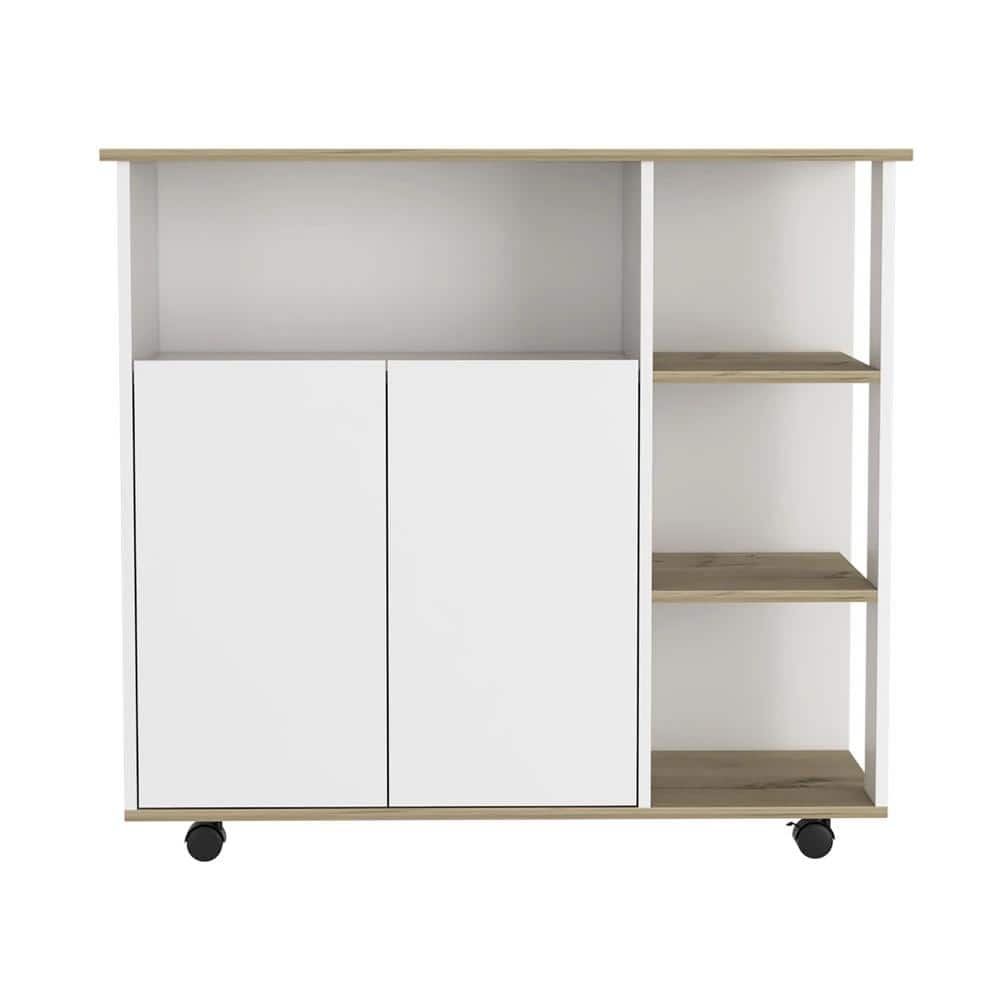 39.37 in. W x 15.75 in. D x 35.43 in. H in Light Oak/White Particle Board K