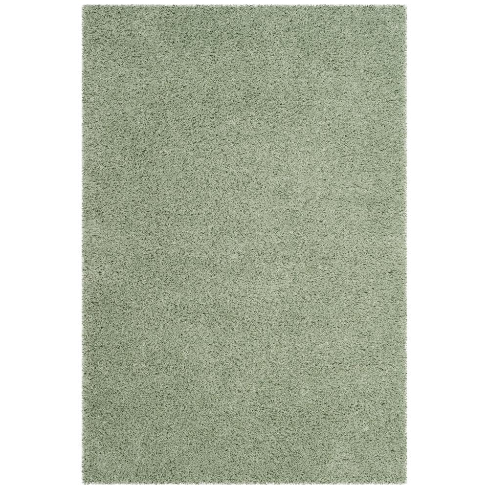 Ivory Hand-knotted Rectangular Shag Synthetic Rug, 3' x 5'