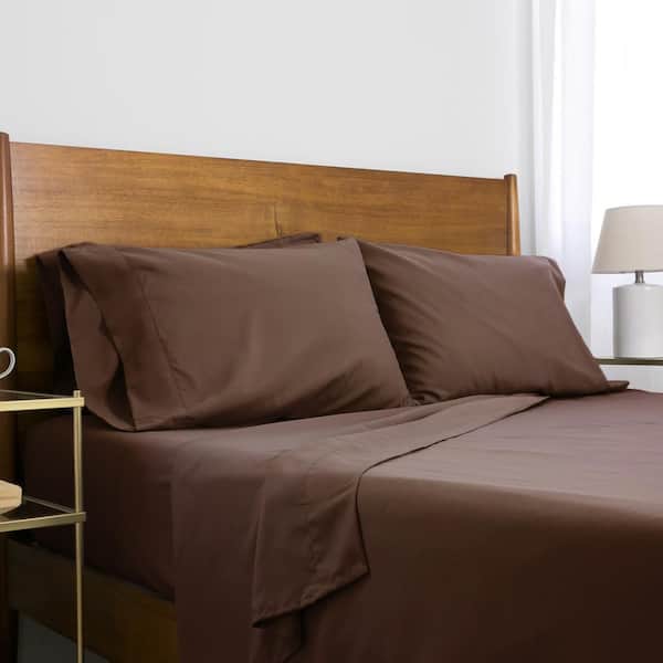SOUTHSHORE FINE LINENS Deep Pocket 4-Piece Twin Brown Microfiber Sheet Set