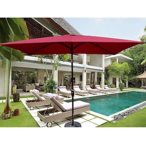 6 ft. x 9 ft. Patio Market Umbrella Outdoor Waterproof Umbrella with Crank and Push Button Tilt in Burgundy Red