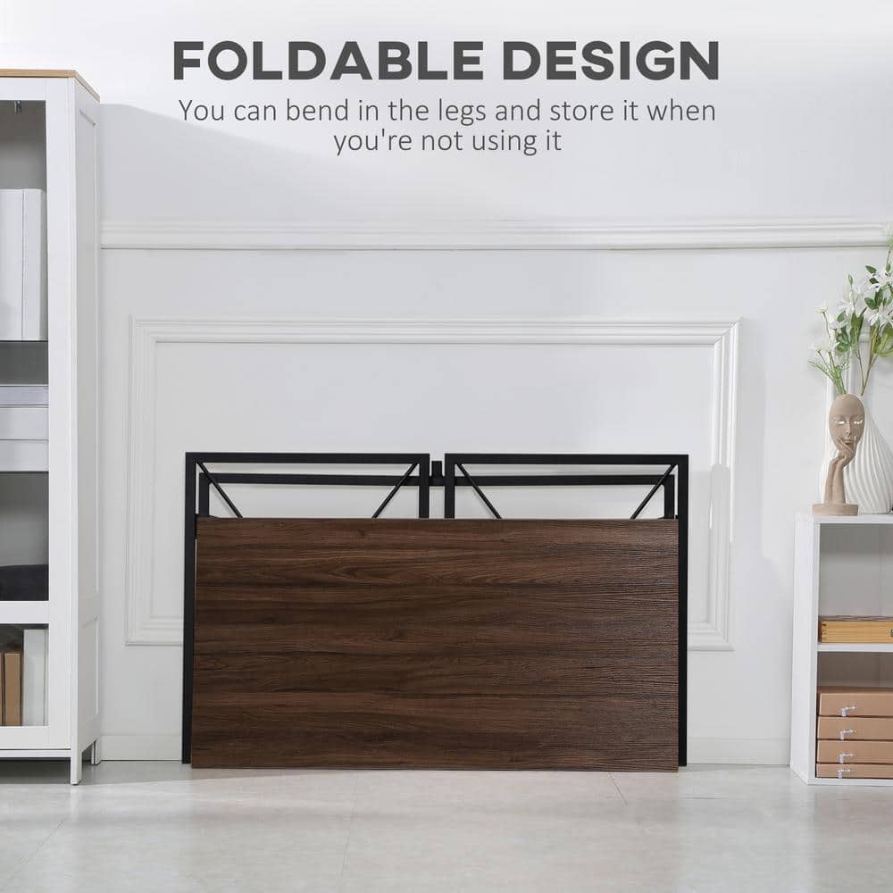 Brown Foldable Wood and Metal Writing Desk