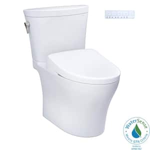 Aquia IV Arc Wash Let 2-Piece 9/1.28 GPF Dual Flush Elongated Comfort Height Toilet and S7 Bidet Seat in Cotton White