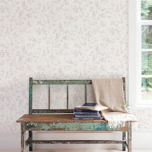Secret Garden Cream and Pink Calming Branches Non-Woven Paper Non-Pasted Wallpaper Roll (Covers 57.75 sq.ft.)