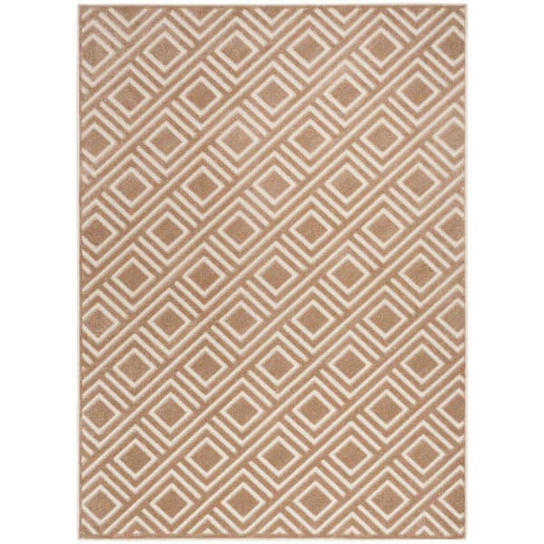 Nourison Casual Brown 4 ft. x 6 ft. Checker Contemporary Area Rug