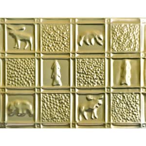 Take Home Sample Gwen Cabin Gold Nugget 12 in. x 12 in. Decorative Tin Style Steel Nail Up Wall Tile Backsplash