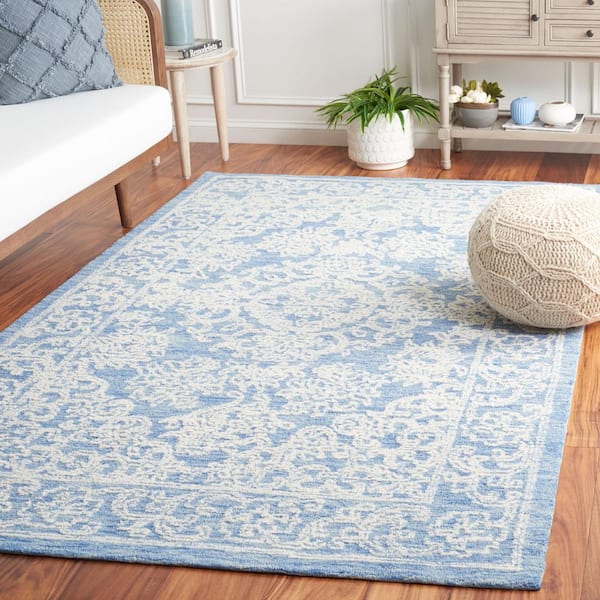 Ebony Ivory/Blue 8 ft. x 10 ft. Traditional Area Rug