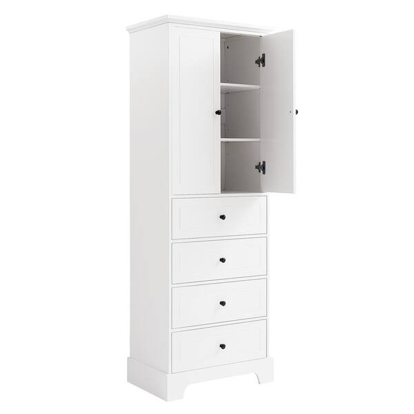 Siavonce Storage Cabinet with 2 Doors and 4 Drawers for Bathroom 