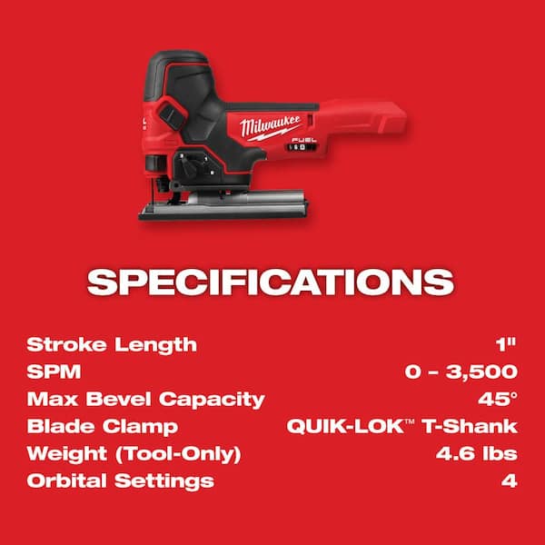 Milwaukee - M18 FUEL 18V Lithium-Ion Brushless Cordless Barrel Grip Jig Saw with 5.0 Ah Battery