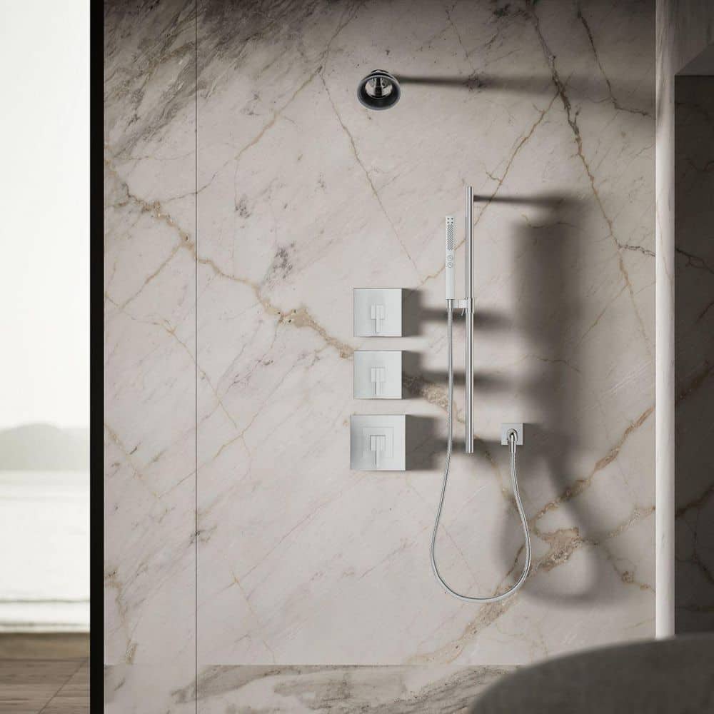 Polished Chrome Adjustable Height Wall Mounted Showerhead