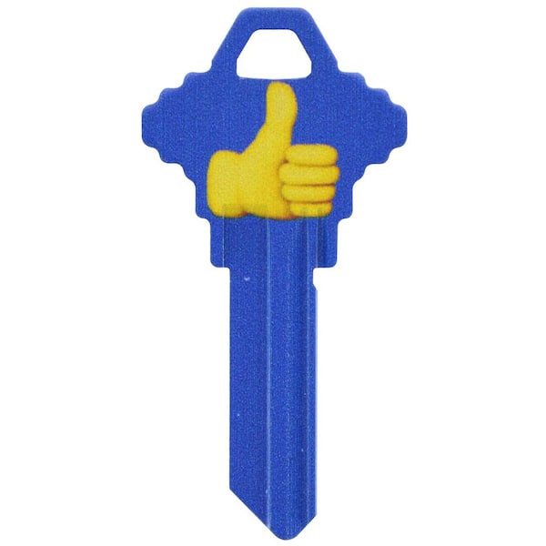 The Hillman Group Schlage Brass House and Entry Key Blank Thumbs Up Emoji Design
