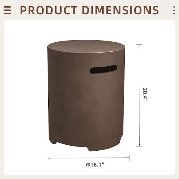 20 in. Dark Brown Round Concrete Outdoor Propane Tank Cover Table Outdoor Side Table