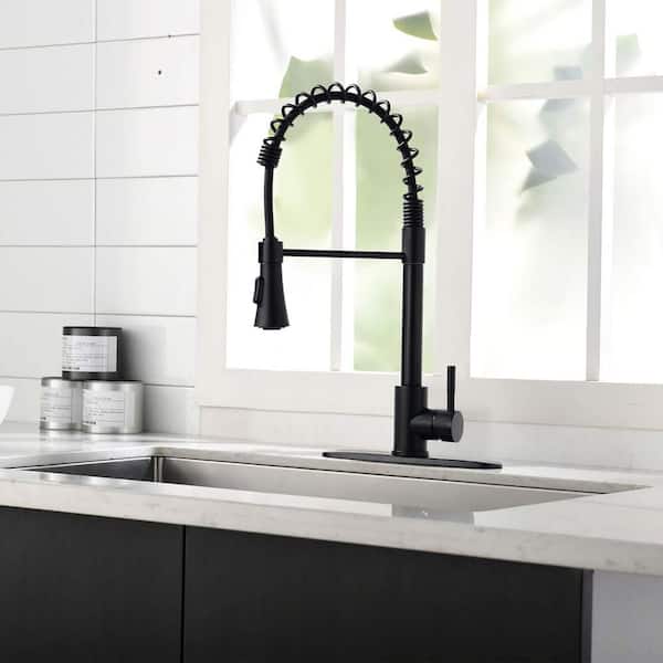 Melo Single-Handle Pull-Down Sprayer Kitchen Faucet in Matte Black