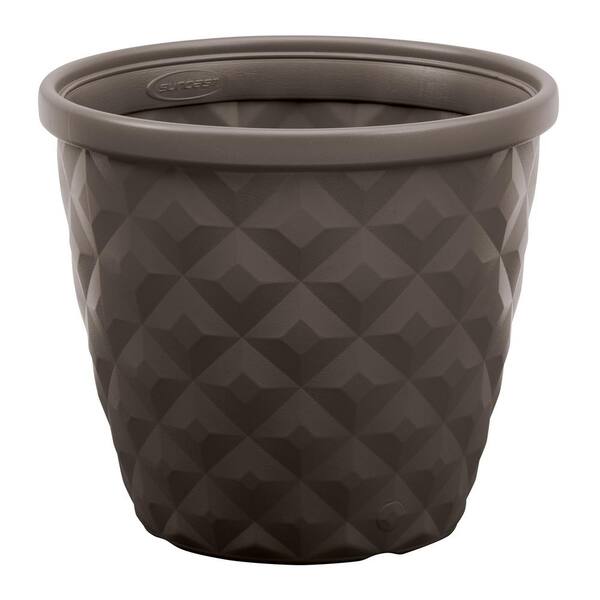 Suncast Pinehurst 16.2 in. Dia Warm Gray Resin Planter (2-Pack)