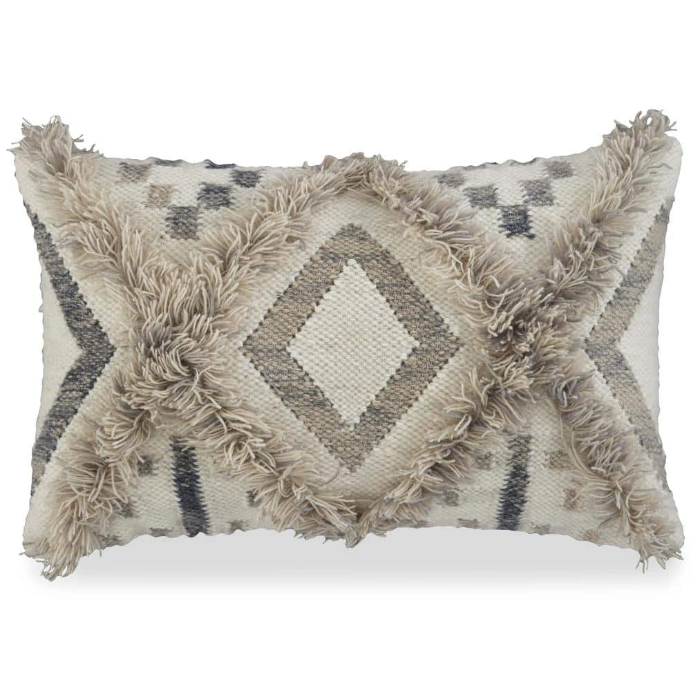 Natural Cotton Wool Blend Rectangular Pillow