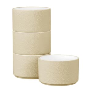 Colortex Stone Ivory 3.75 in., 9 fl.oz. Porcelain Mini Bowls, (Set of 4)