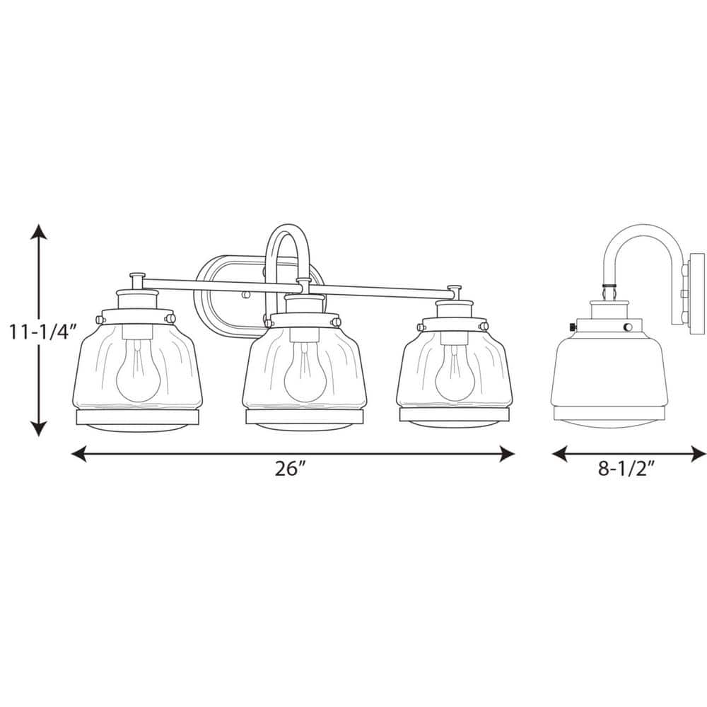 Judson Polished Nickel 3-Light Bath Vanity with Clear Glass Shades