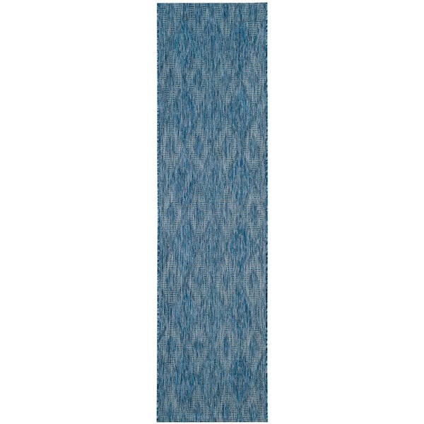 SAFAVIEH Courtyard Navy 2 ft. x 7 ft. Solid Indoor/Outdoor Patio  Runner Rug