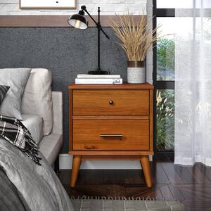 Mid-Century 2 Drawer Castanho Nightstand 24.13 in. H x 20 in. W x 16.3 in. D