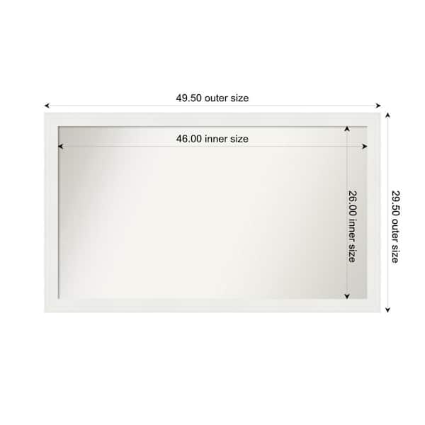 Amanti Art Vanity White Narrow 49.5 in. x 29.5 in. Custom Non-Beveled Recycled Polystyrene Framed Bathroom Vanity Wall Mirror