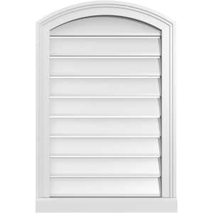 20 in. x 28 in. Arch Top Surface Mount PVC Gable Vent: Decorative with Brickmould Sill Frame