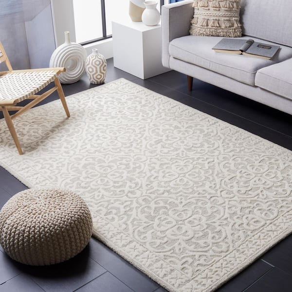 Metro Grey/Ivory 8 ft. x 10 ft. High-Low Floral Area Rug