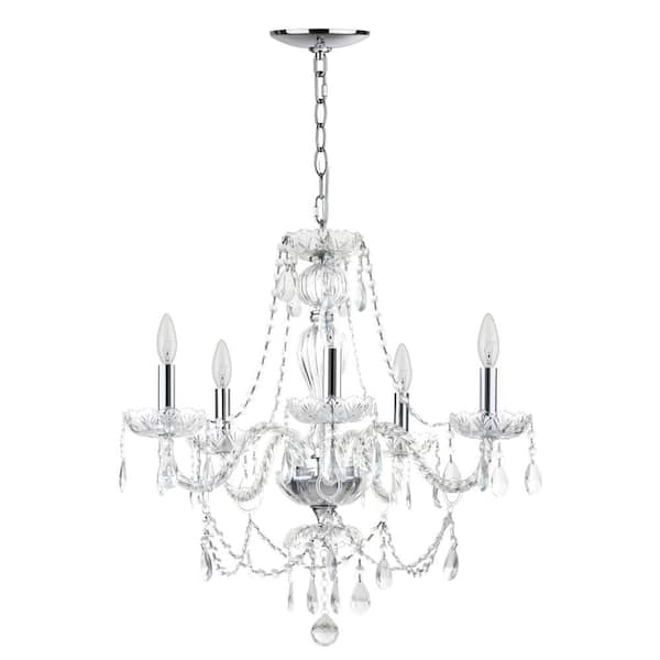 Jingle 5-Light Chrome/Clear Crystal Candle-Style Chandelier Lighting