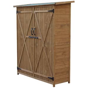Fir Wood Storage Shed Waterproof Outdoor Tool Organizer Cabinet for Garden Backyard with Lockable Doors