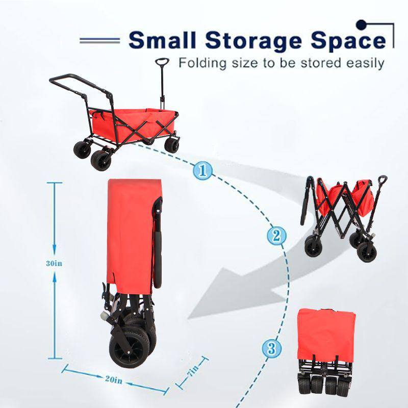 Red Steel Frame Collapsible Outdoor Utility Wagon