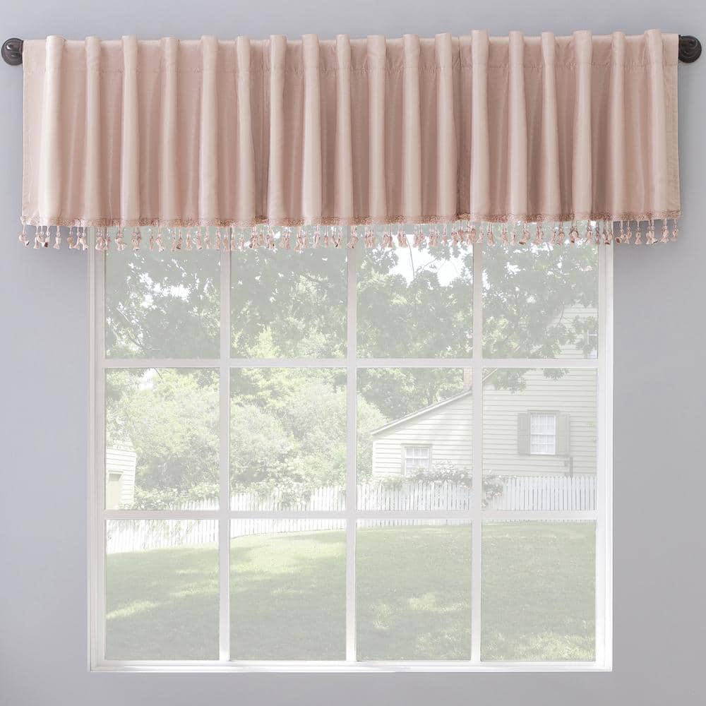 Blush Pink Faux Silk Blackout Beaded Valance