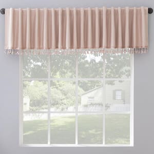 Evelina Faux Silk Blush Pink Polyester 50 in. W x 17 in. L Back Tab 100% Blackout Curtain Valance (Single Panel)