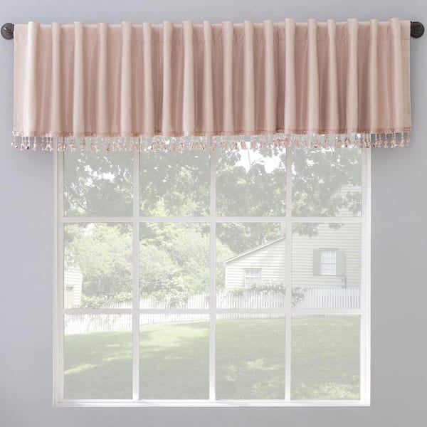 Sun Zero Evelina Faux Silk Blush Pink Polyester 50 in. W x 17 in. L Back Tab 100% Blackout Curtain Valance (Single Panel)